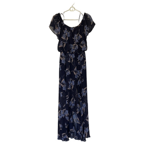 Express Navy Floral Off-Shoulder Maxi Dress Women’s Size M Boho Summer Dress